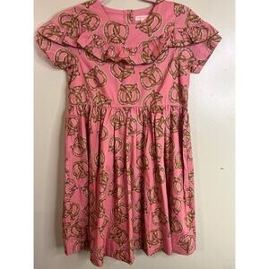 Pink Chicken Polly Dress in a mauveglow soft pretzels print, size 14 year